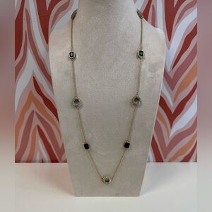 Kate Spade Gold Black & Round Pave Long Necklace